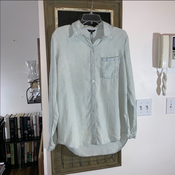 Joe’s Jeans Gray Meg Shirt Size Small Button Down Long Sleeve Cutout Top - Picture 8 of 8